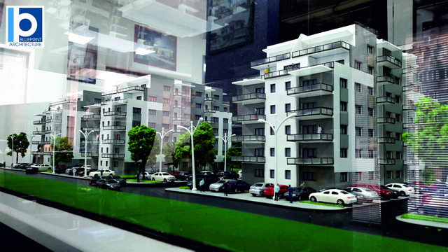 Apartment buildings scale model