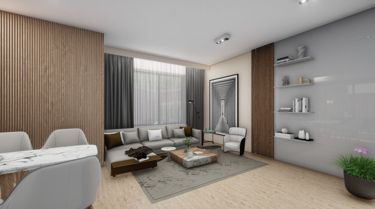3d render living room