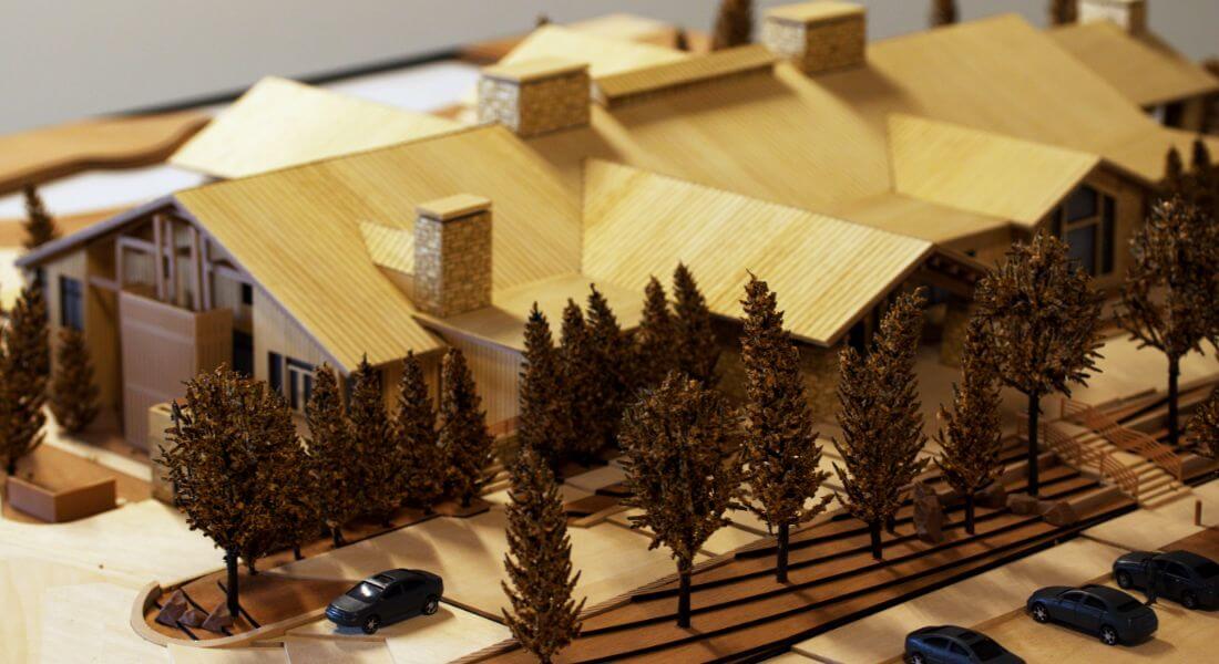 timber and stone house model
