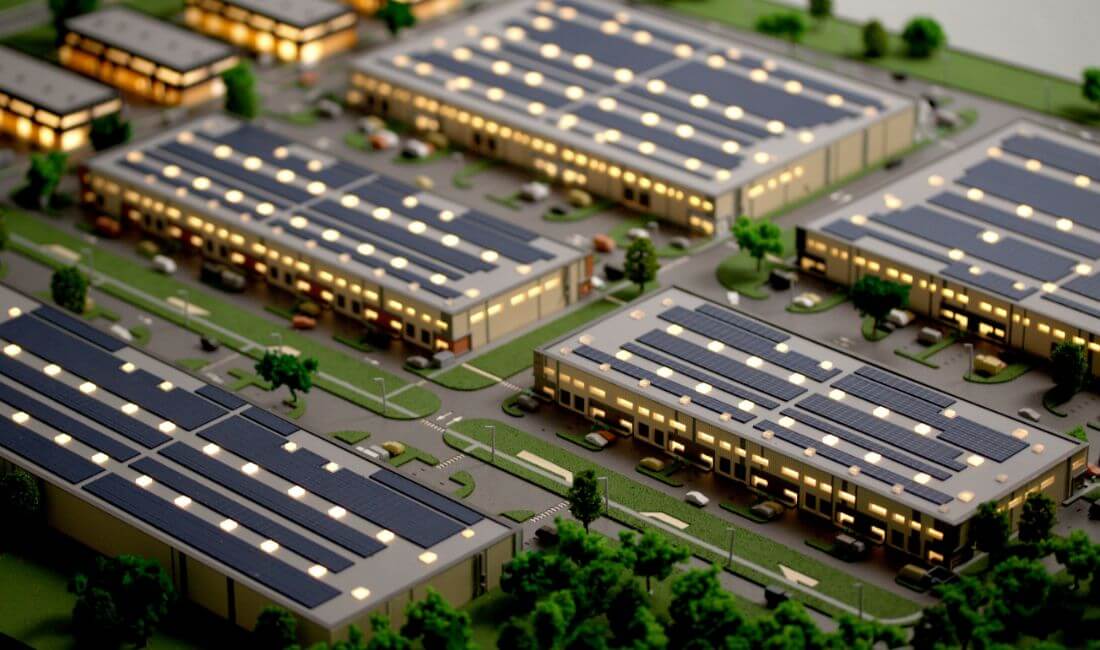 warehouses fitted with solar panels