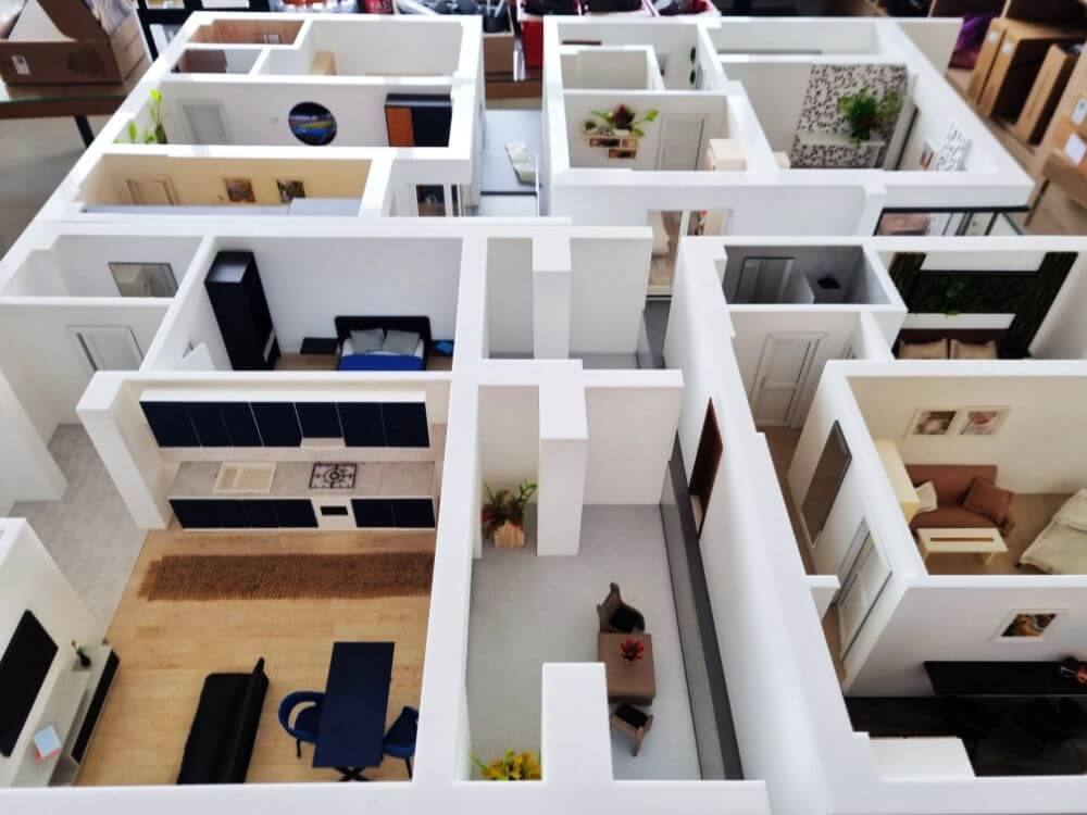 Physical scale model of a floor plan