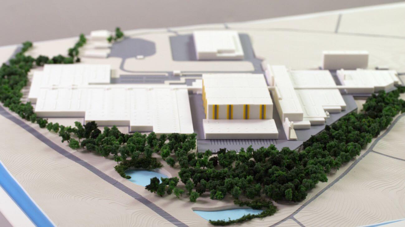Scale model of a warehouse