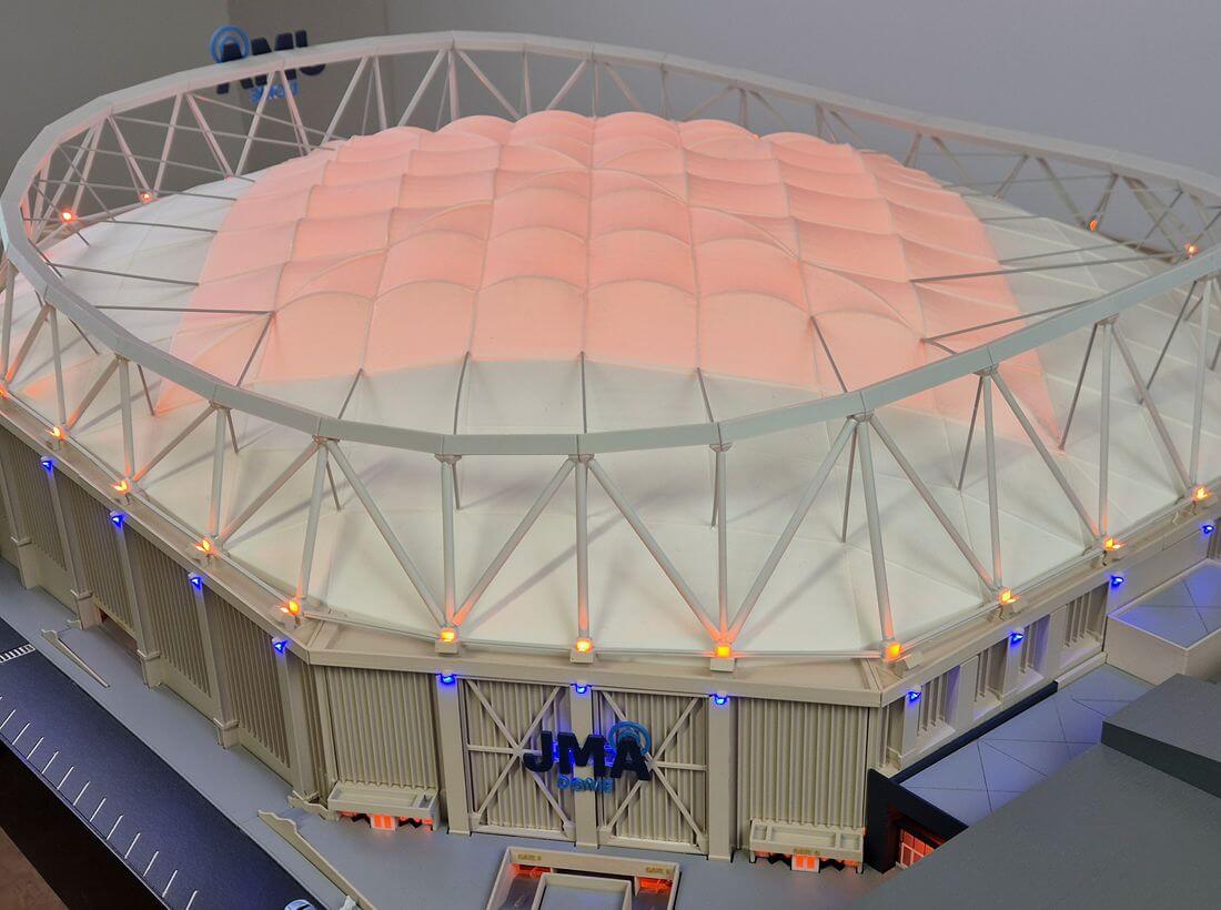 domed sports arena scale model